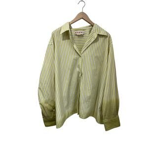 Marni Green Ombre Striped Button Down Blouse Designer Size 44 US 8